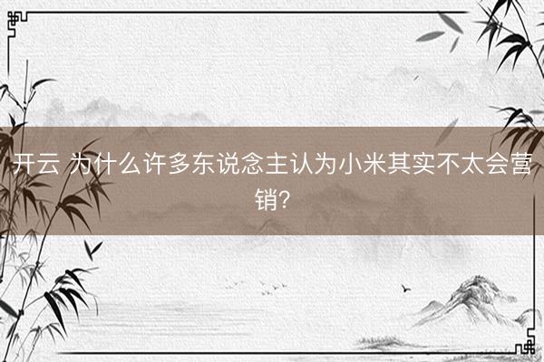 开云 为什么许多东说念主认为小米其实不太会营销？